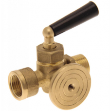 Кран латунный для манометров с рукояткой с фланцем Ру16 ВР G1/2-М20х1,5 Пензапромарматура
